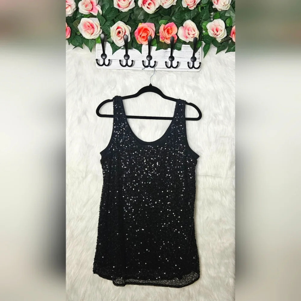 Cherokee Hand Beaded Sequined Layered Tank Top